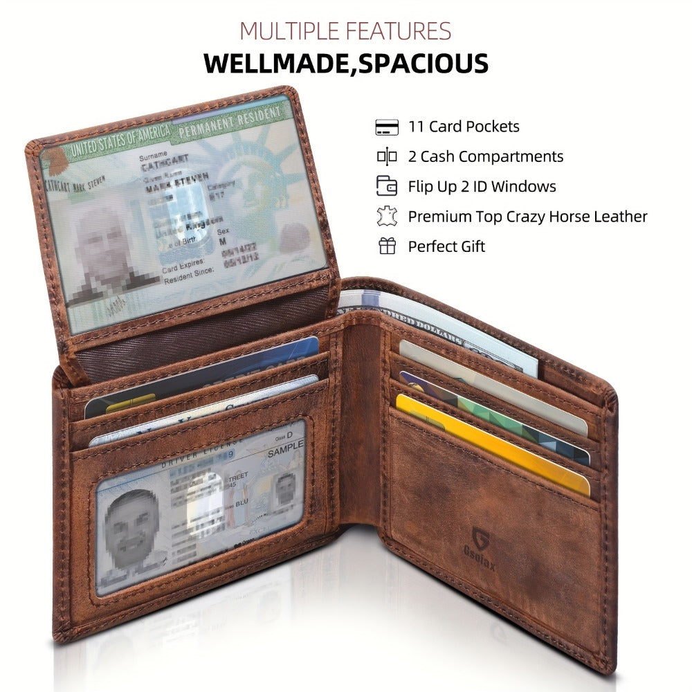 Men's Wallet – RFID Blocking, Crazy Horse Leather Bifold Rfid – detail view 9