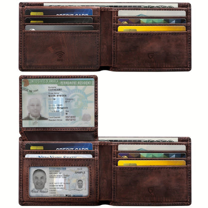 Men's Wallet – RFID Blocking, Crazy Horse Leather Bifold Rfid – alternate view