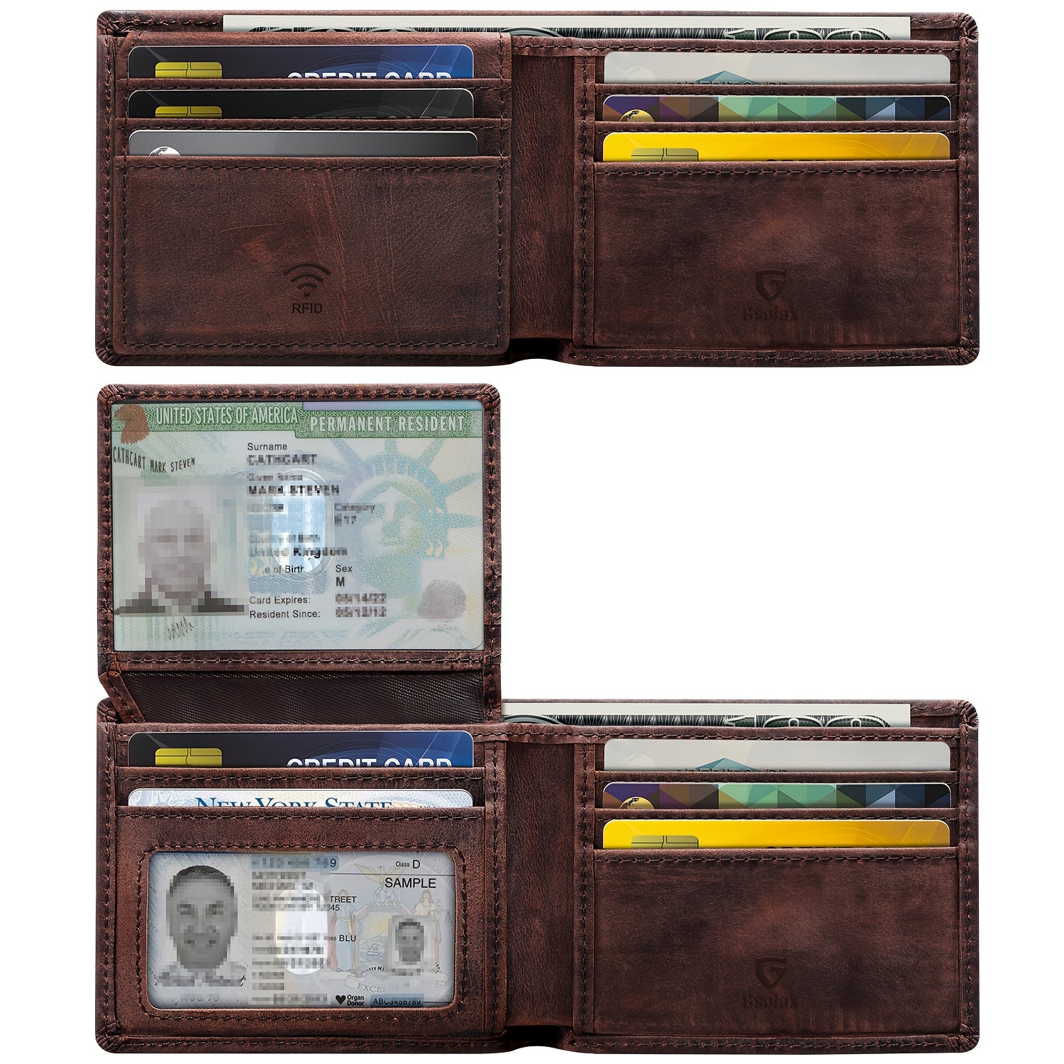 Men's Wallet – RFID Blocking, Dual Cash Section Leather Rfid – front view - product view 11