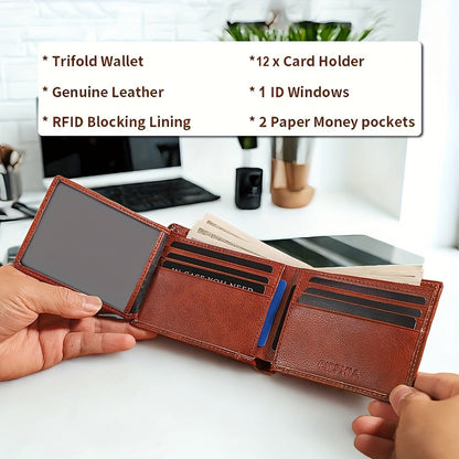 Men's Wallet – RFID Blocking, Full Grain Leather Trifold Rfid – detail view 8