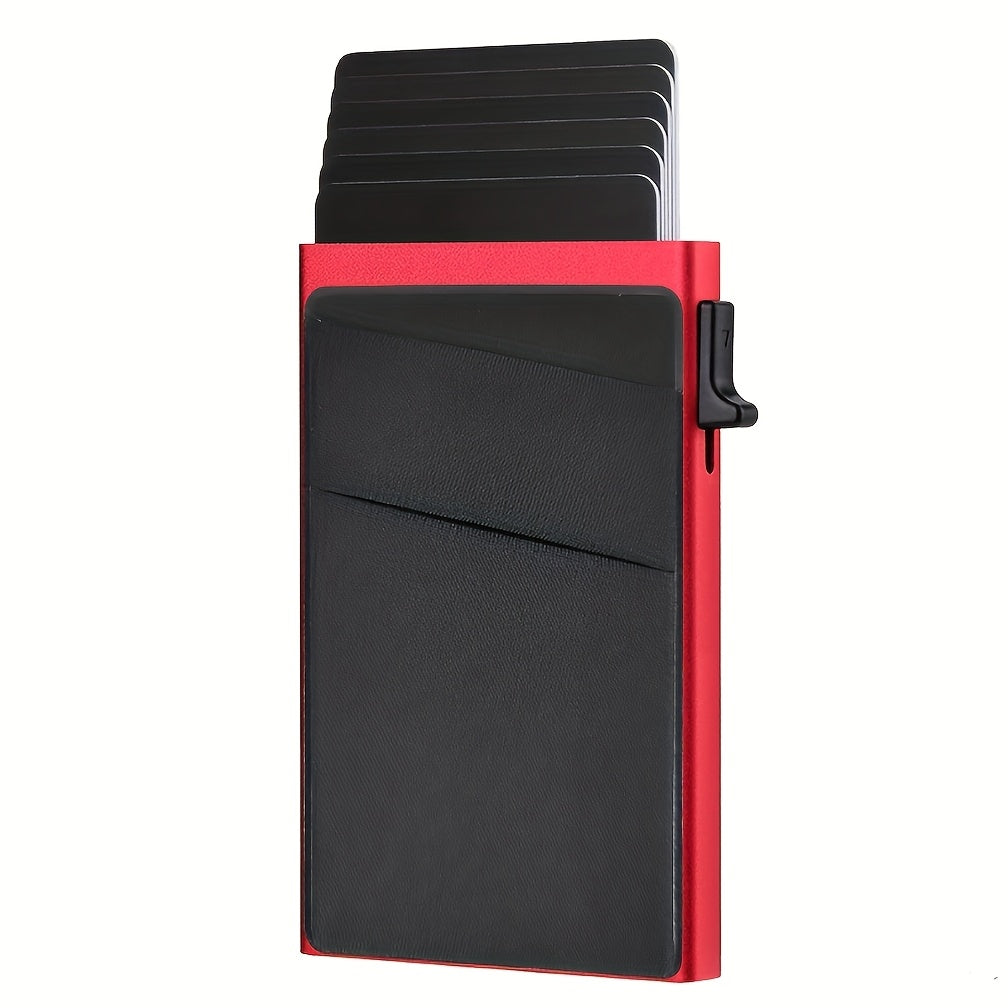 Men's Wallet – RFID Blocking, Metal Pop Up Card Case – alternate view