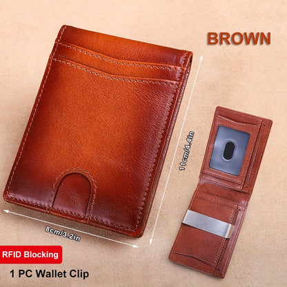 Men's Wallet – RFID Blocking, Oil Wax Cowhide Rfid Blocking – front view - product view 26