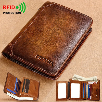 Men's Wallet – RFID Blocking, Oil Wax Cowhide Rfid Blocking – front view