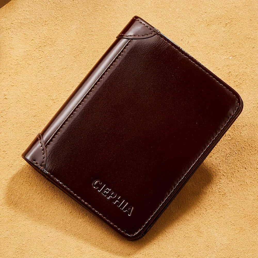 Men's Wallet – RFID Blocking, Oil Wax Leather Trifold Rfid – detail view 3