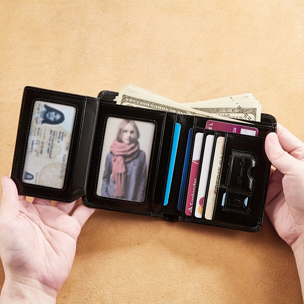 Men's Wallet – RFID Blocking, Oil Wax Leather Trifold Rfid – detail view 6