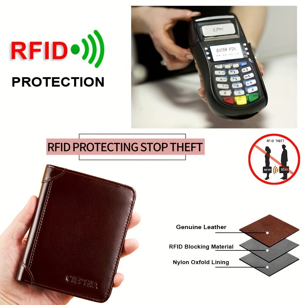 Men's Wallet – RFID Blocking, Oil Wax Leather Trifold Rfid – detail view 7