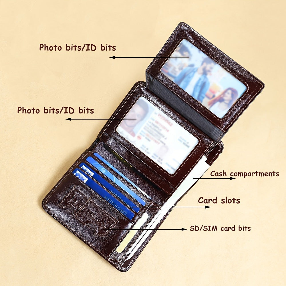 Men's Wallet – RFID Blocking, Oil Wax Leather Trifold Rfid – detail view 8