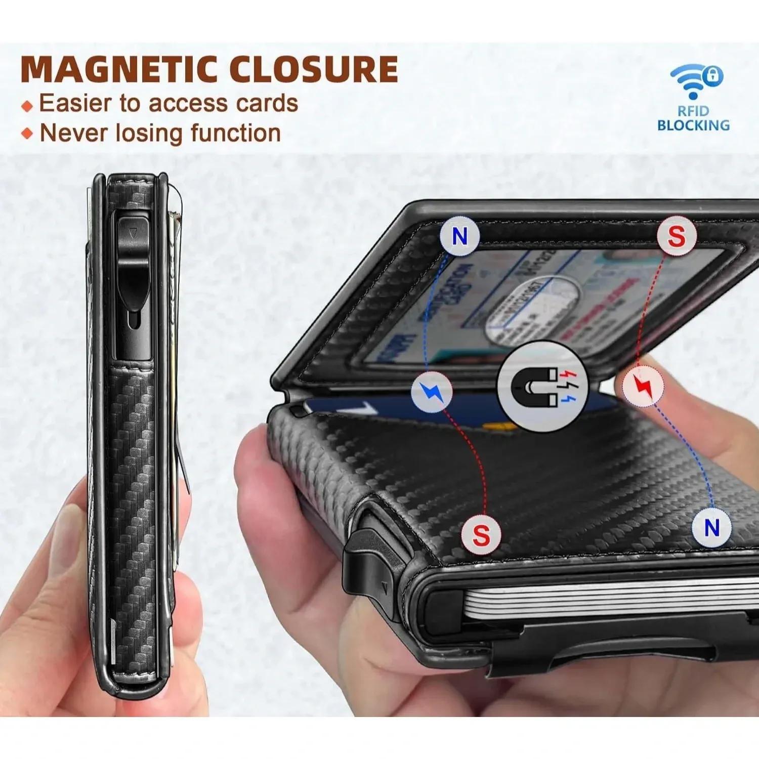 Men's Wallet – RFID Blocking, Pop Up Card Carbon Fiber – detail view 5