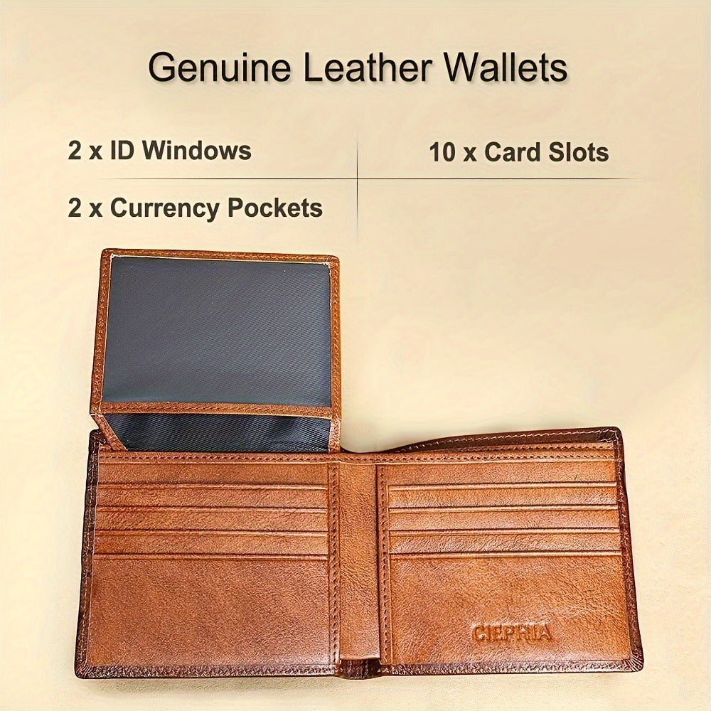 Men's Wallet – RFID Blocking, Retro Bifold Genuine Cowhide Leather – detail view 10