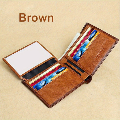 Men's Wallet – RFID Blocking, Retro Bifold Genuine Cowhide Leather – detail view 2