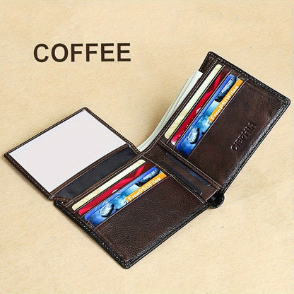Men's Wallet – RFID Blocking, Retro Bifold Genuine Cowhide Leather – detail view 6