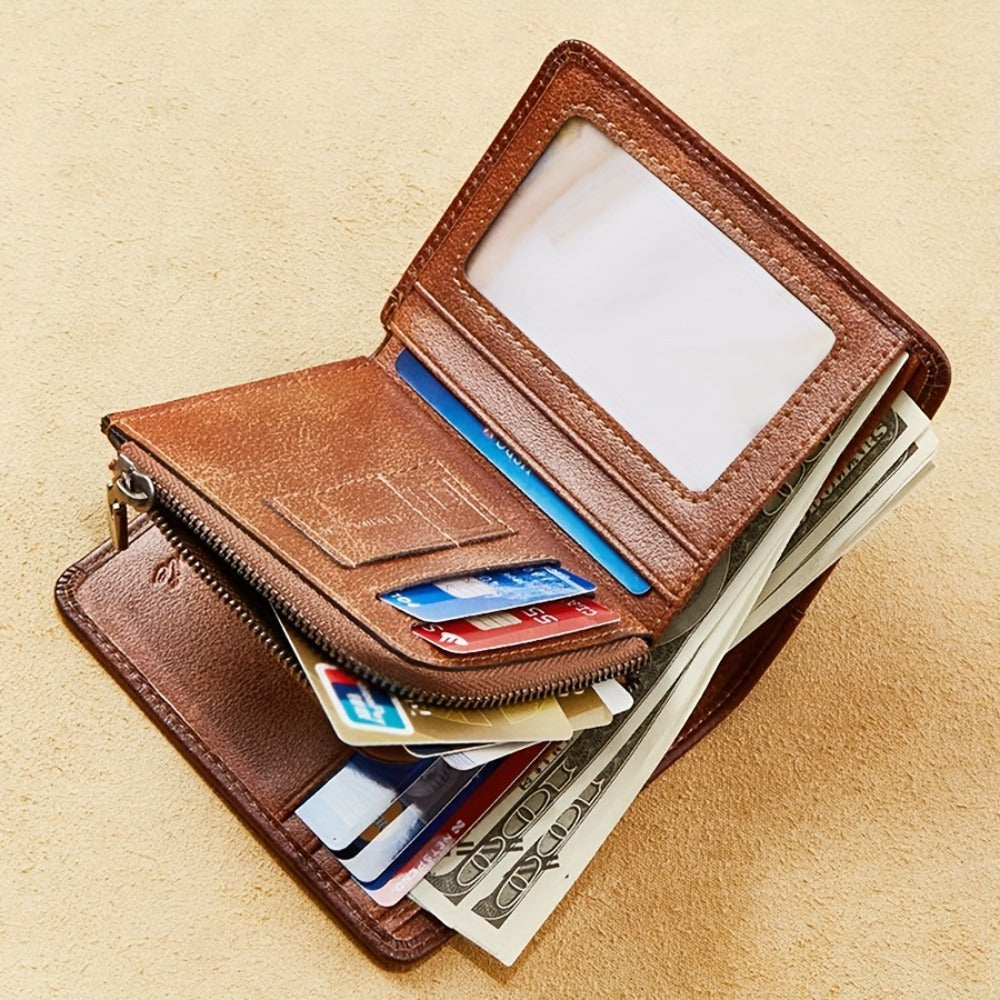 Men's Wallet – RFID Blocking, Trifold Zipper Coin Pocket Genuine – detail view 10