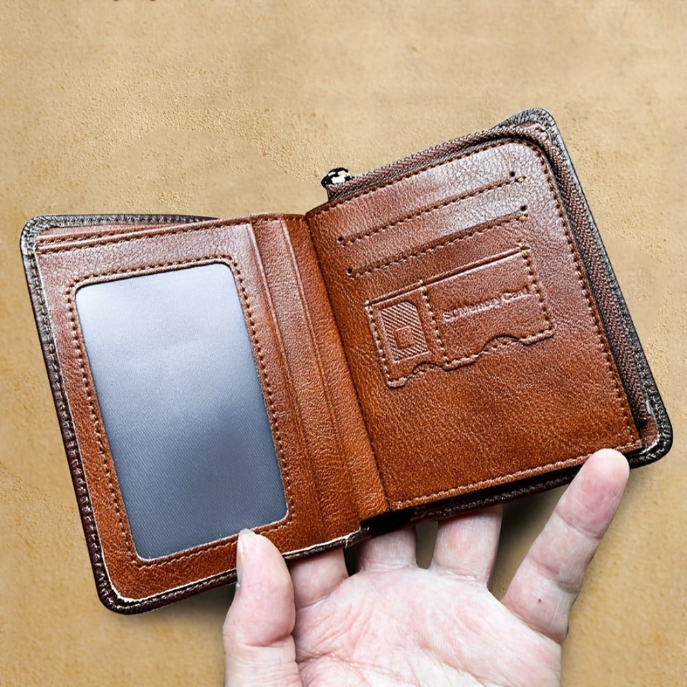 Men's Wallet – RFID Blocking, Trifold Zipper Coin Pocket Genuine – detail view 11