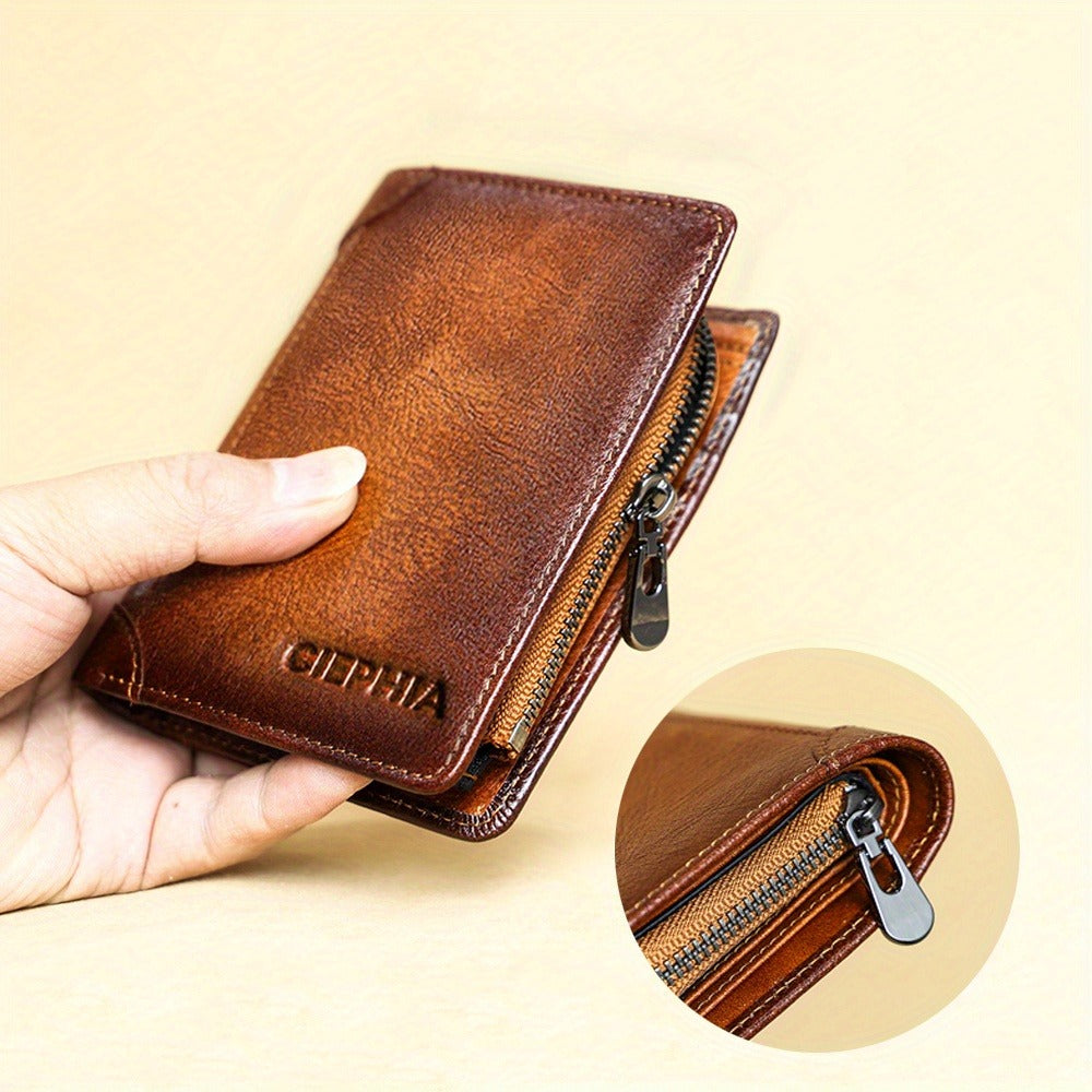 Men's Wallet – RFID Blocking, Trifold Zipper Coin Pocket Genuine – detail view 18