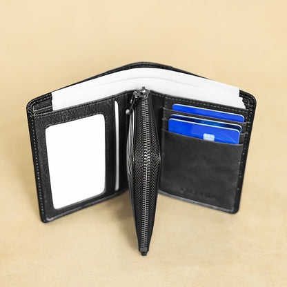Men's Wallet – RFID Blocking, Trifold Zipper Coin Pocket Genuine – detail view 4