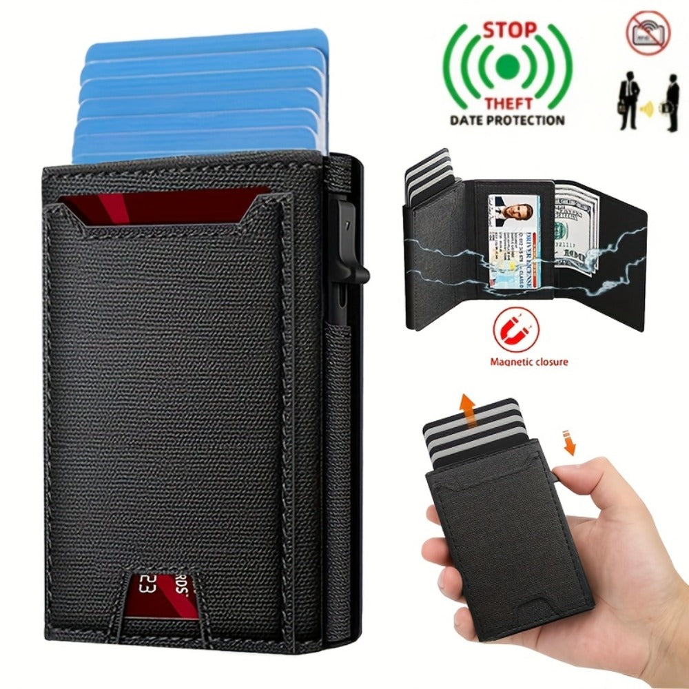 Men's Wallet – RFID Blocking, Automatic, Anti-Theft, Large Capacity – front view