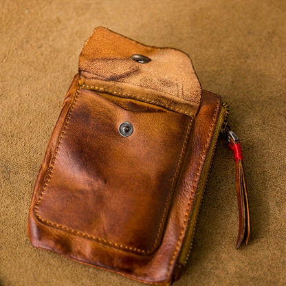 Men's Wallet – 2 Colors, Snap Coin Organizer Zipper Leather – detail view 5
