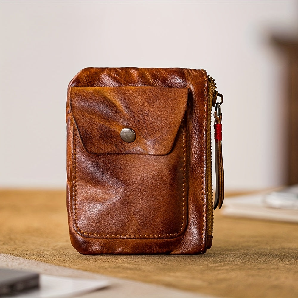 Men's Wallet – 2 Colors, Snap Coin Organizer Zipper Leather – detail view 12