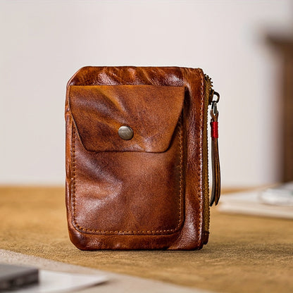 Men's Wallet – 2 Colors, Snap Coin Organizer Zipper Leather – detail view 12