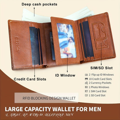 Men's Wallet – Trifold Leather Premium Cowhide Full – detail view 11