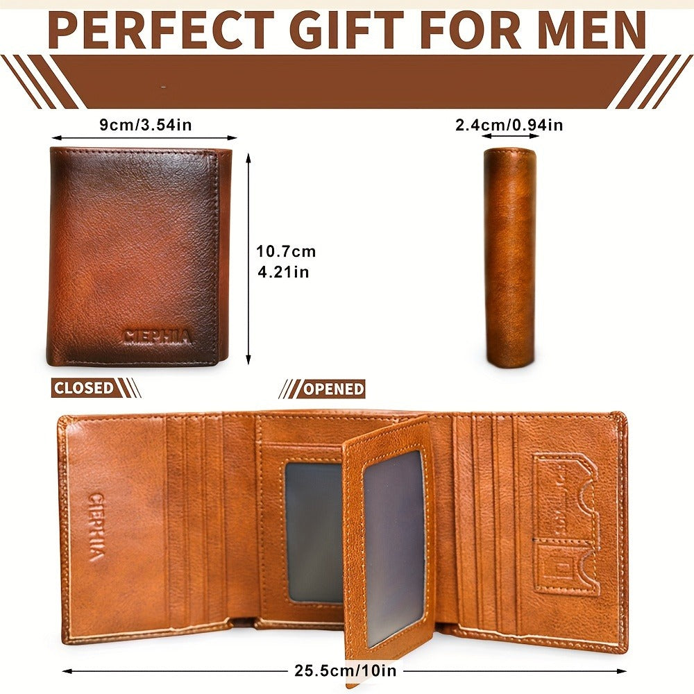 Men's Wallet – Trifold Leather Premium Cowhide Full – detail view 3