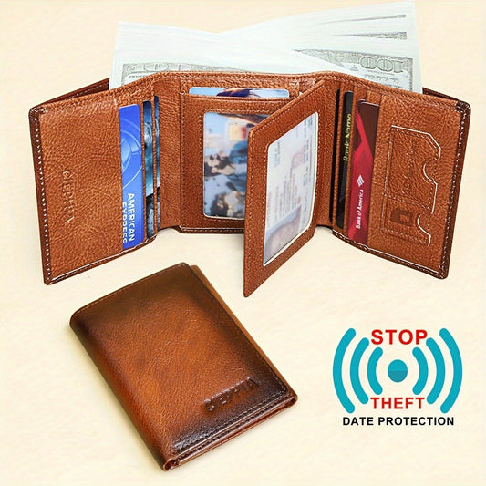 Men's Wallet – Trifold Leather Premium Cowhide Full – front view