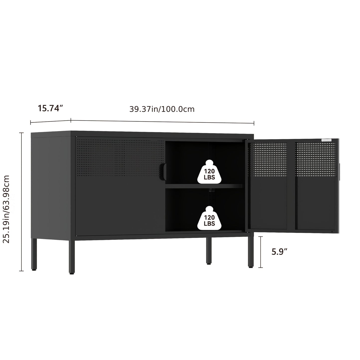 Storage Cabinet shown in the Black option