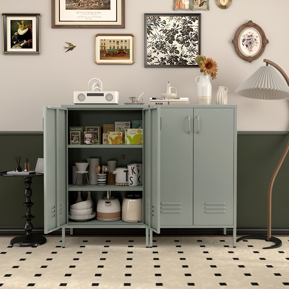 Storage Cabinet, Metal Locker with Doors & Adjustable Shelves, Powder Coated Steel Pantry shown in the main product view