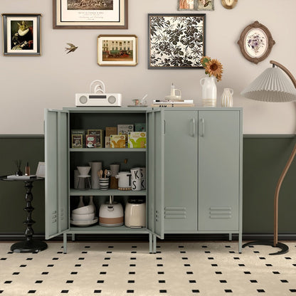 Storage Cabinet, Metal Locker with Doors & Adjustable Shelves, Powder Coated Steel Pantry shown in the main product view