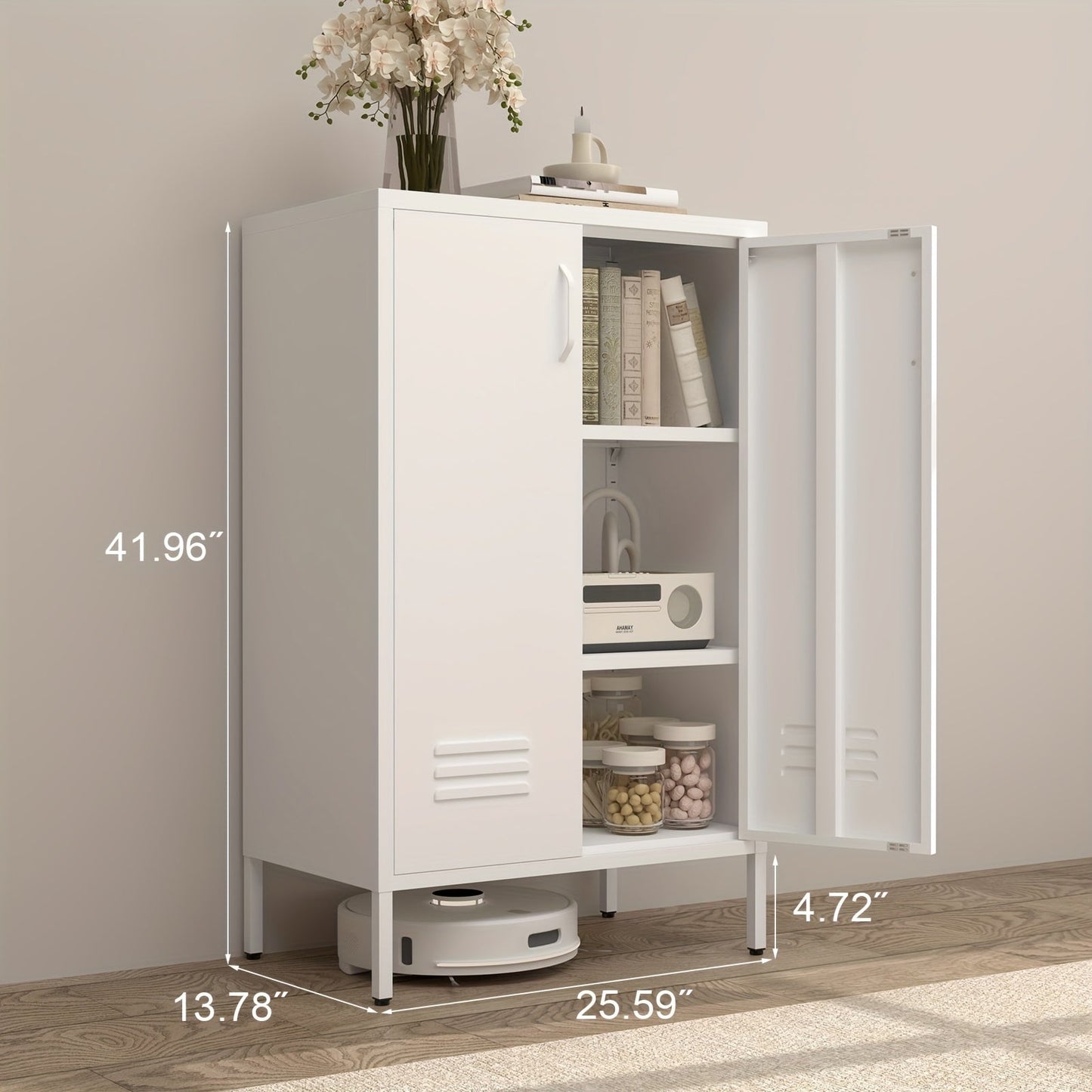 Storage Cabinet shown in the White option