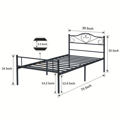 Bed Frame shown in the Black, Twin option