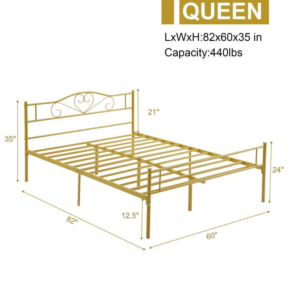 Metal Bed Frame with Headboard and Footboard and No Box Spring Needed for Bedroom detail image - detail view 12