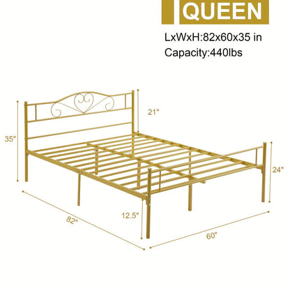 Metal Bed Frame with Headboard and Footboard and No Box Spring Needed for Bedroom detail image - detail view 12