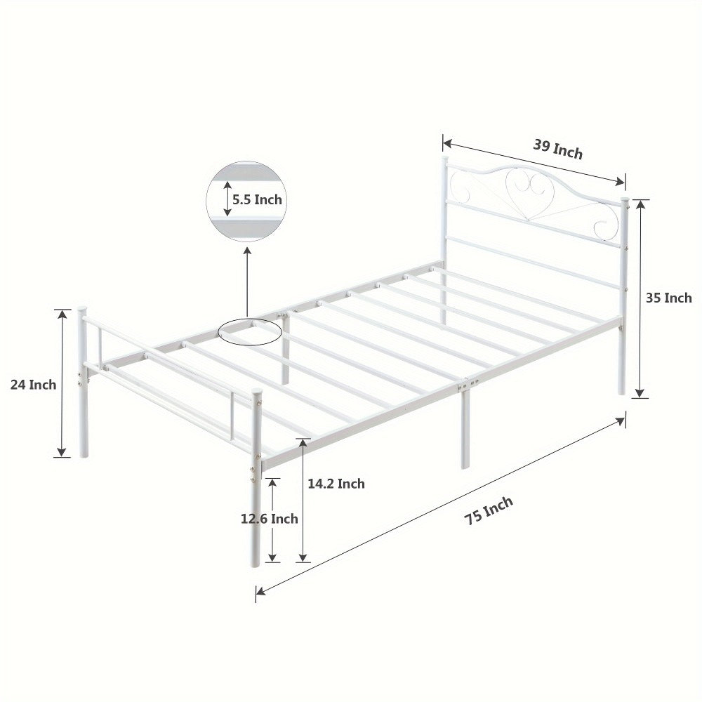 Metal Bed Frame with Headboard and Footboard and No Box Spring Needed for Bedroom detail image - detail view 15