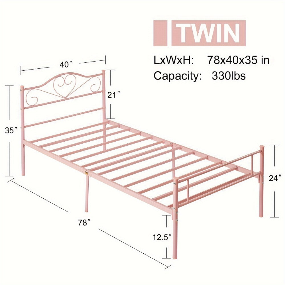Metal Bed Frame with Headboard and Footboard and No Box Spring Needed for Bedroom detail image - detail view 19