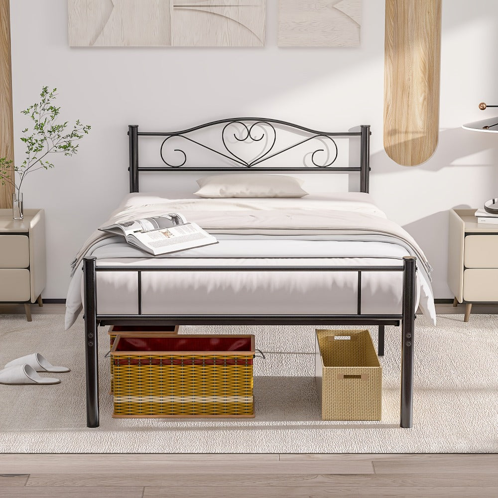 Metal Bed Frame with Headboard and Footboard and No Box Spring Needed for Bedroom detail image
