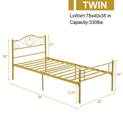Metal Bed Frame with Headboard and Footboard and No Box Spring Needed for Bedroom detail image - detail view 4
