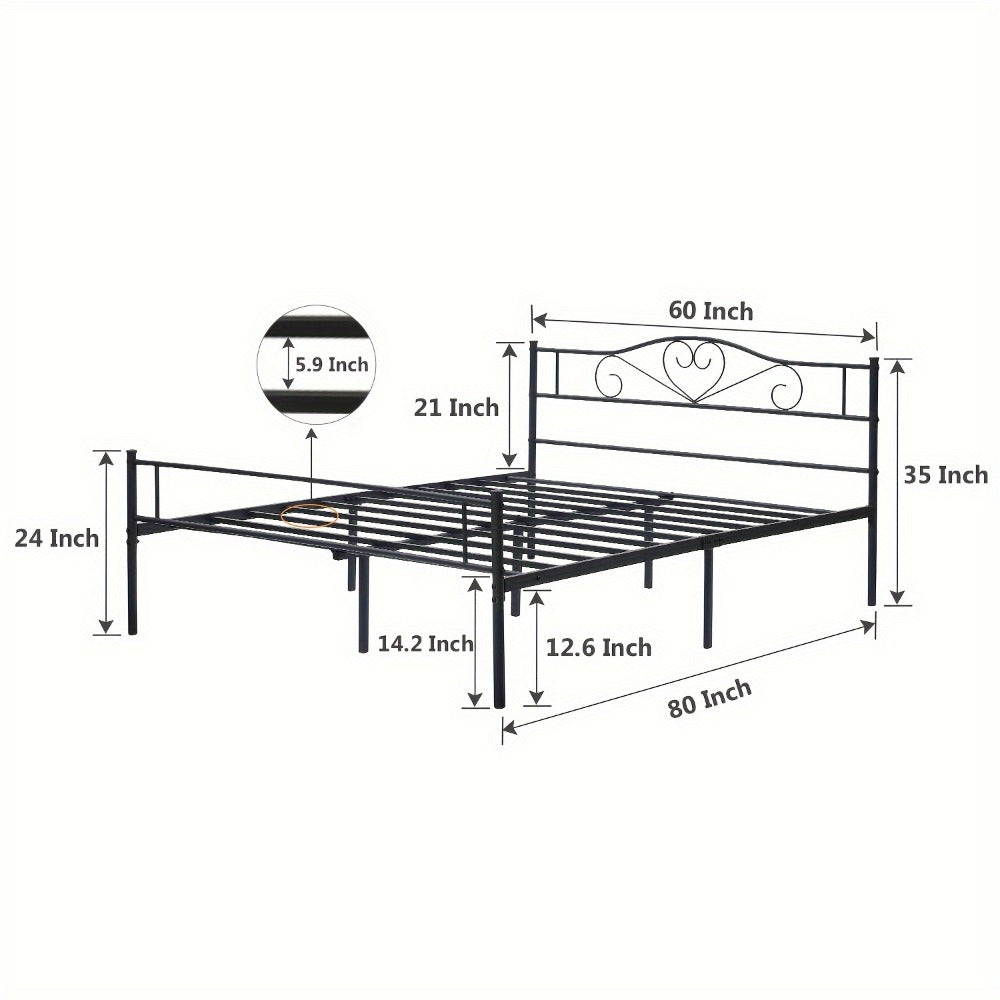 Metal Bed Frame with Headboard and Footboard and No Box Spring Needed for Bedroom detail image - detail view 7