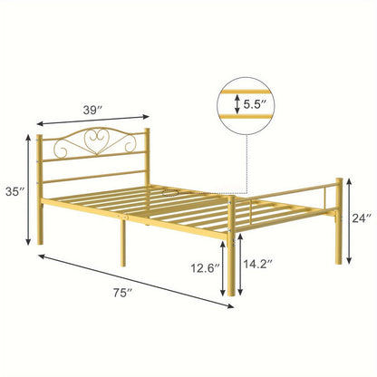 Metal Bed Frame with Headboard and Footboard and No Box Spring Needed for Bedroom detail image - detail view 9