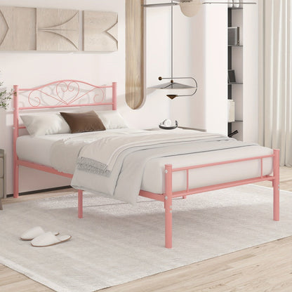 Bed Frame, Metal Platform with Headboard and Footboard Steel Slat Support No Box Spring shown in the main product view