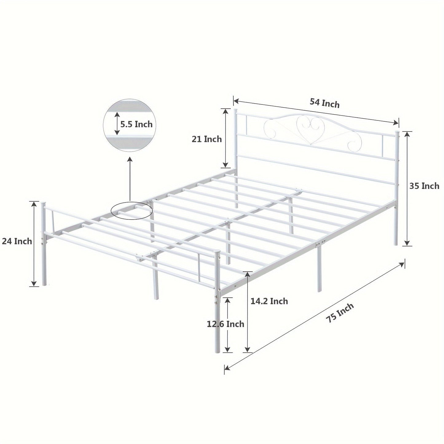Bed Frame shown in the White, Full option