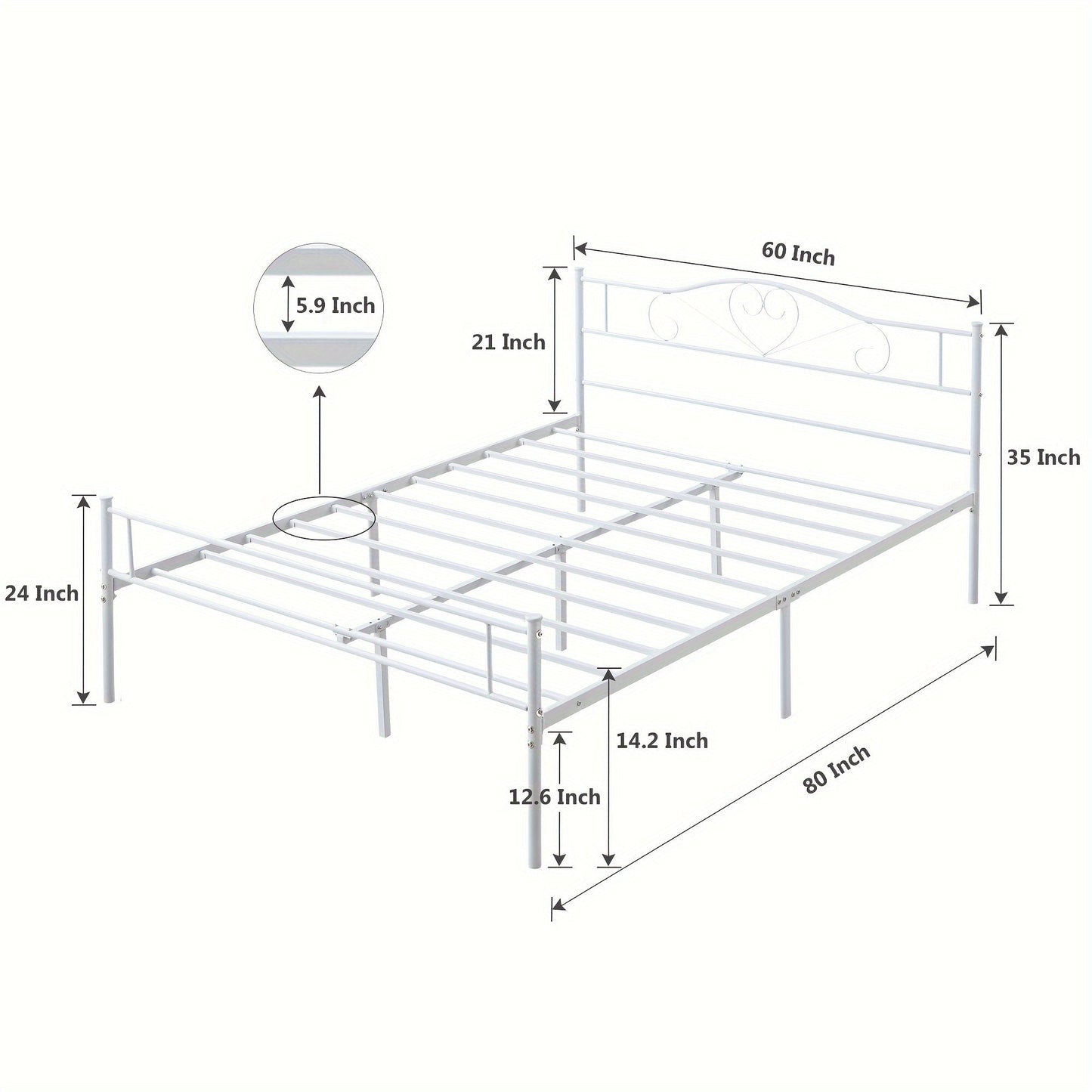 Bed Frame shown in the White, Queen option