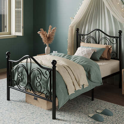 Bed Frame shown in the Black, Twin option