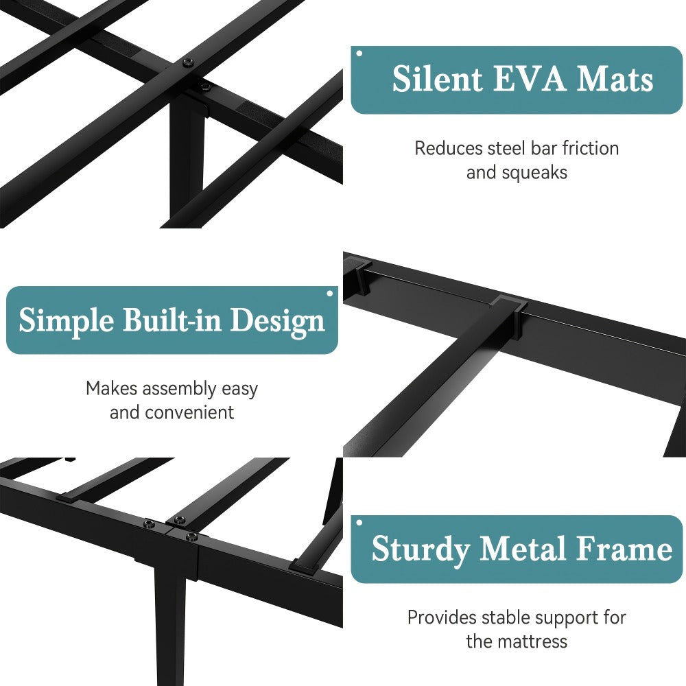 Metal Bed Frame with Headboard and Footboard and No Box Spring Needed detail image - detail view 14