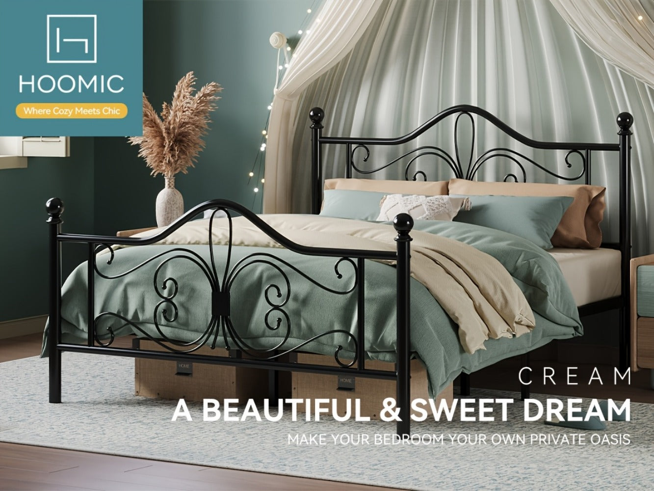 Metal Bed Frame with Headboard and Footboard and No Box Spring Needed detail image - detail view 15