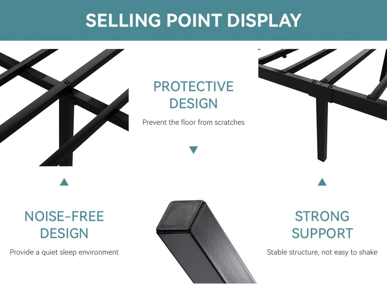 Metal Bed Frame with Headboard and Footboard and No Box Spring Needed detail image - detail view 17