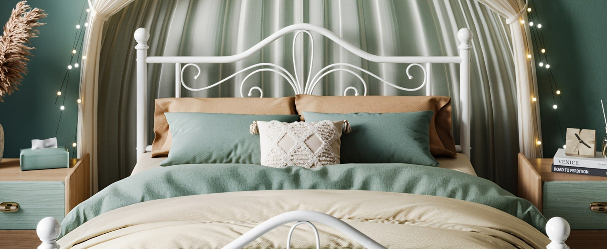 Metal Bed Frame with Headboard and Footboard and No Box Spring Needed detail image - detail view 19