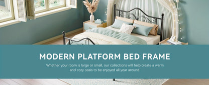Metal Bed Frame with Headboard and Footboard and No Box Spring Needed detail image - detail view 20