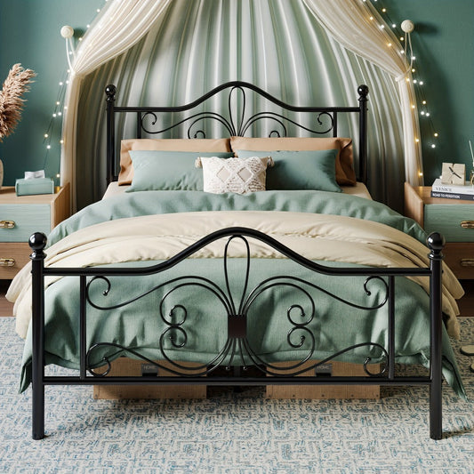 Metal Bed Frame with Headboard and Footboard and No Box Spring Needed detail image