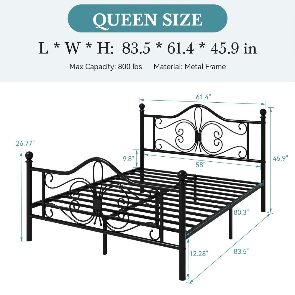 Metal Bed Frame with Headboard and Footboard and No Box Spring Needed detail image - detail view 4